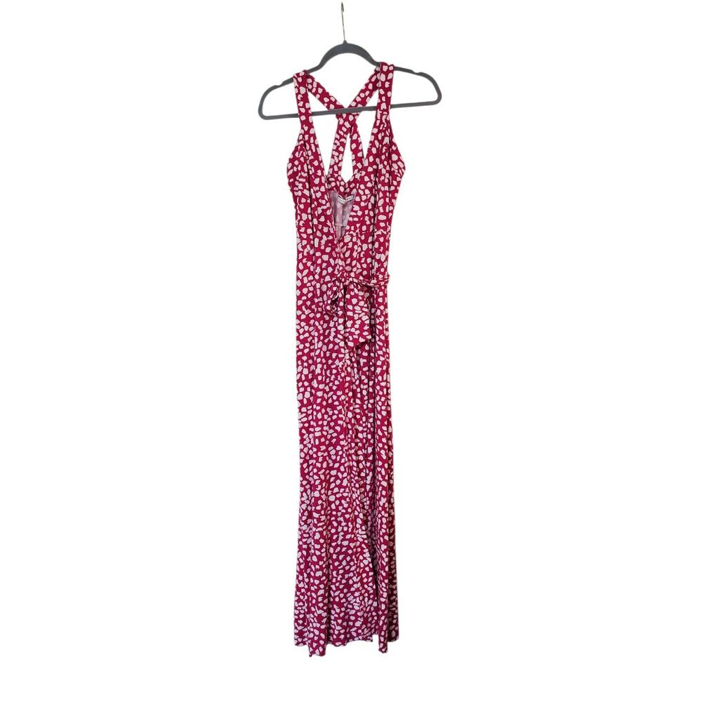 Diane von Furstenberg DVF Samson Pink Maxi Polka Dot Wrap Dress, Women's Size XS